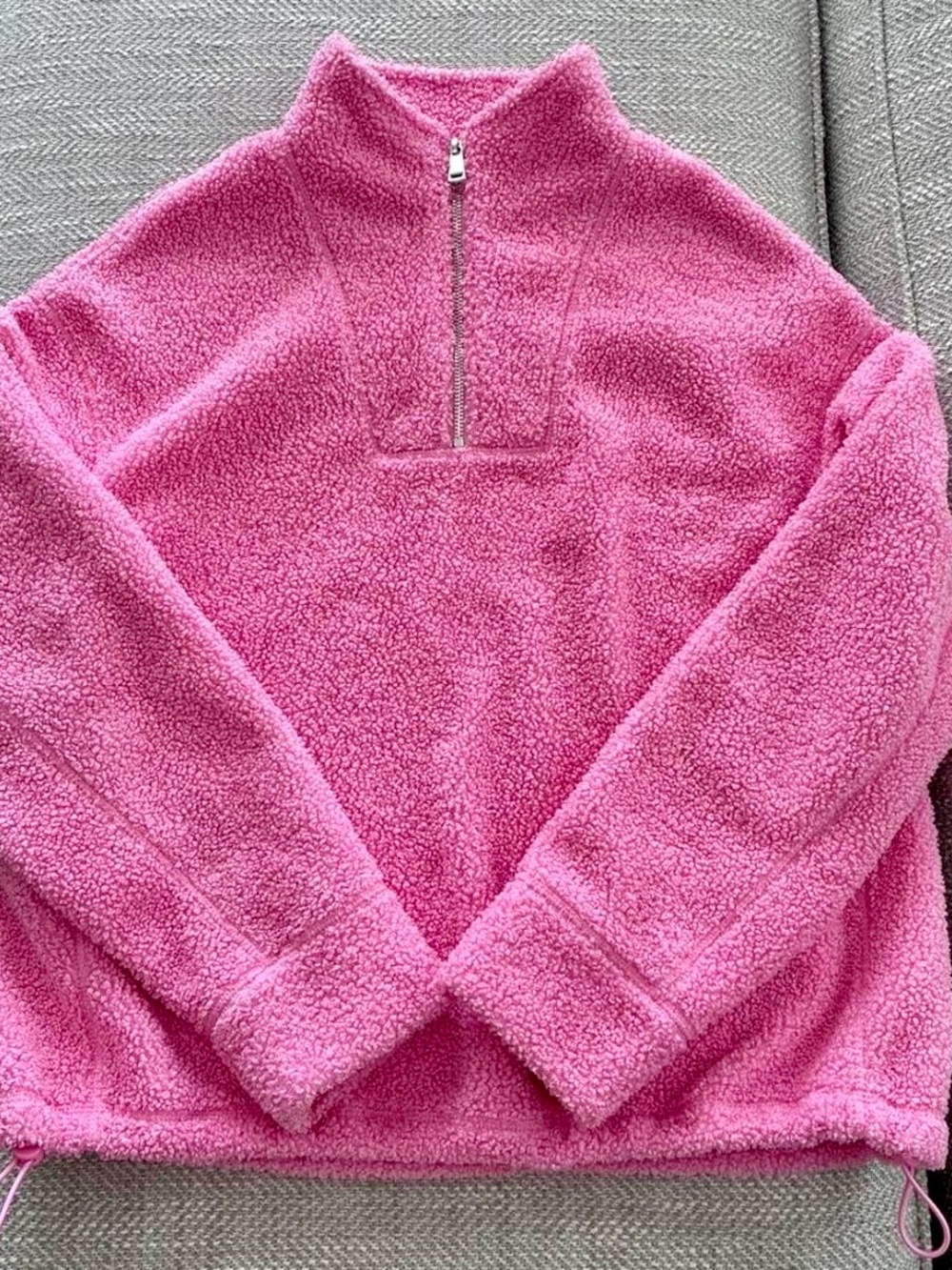 Sweaty Betty bubblegum pink quarter zip teddy pullover sweatshirt